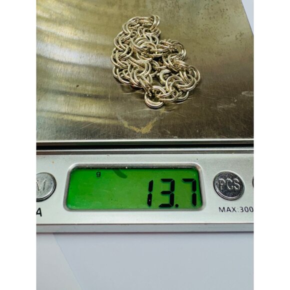 Estate Sterling Silver 925 Double Link Charm Bracelet 7" Round Circle Chain - Picture 8 of 8